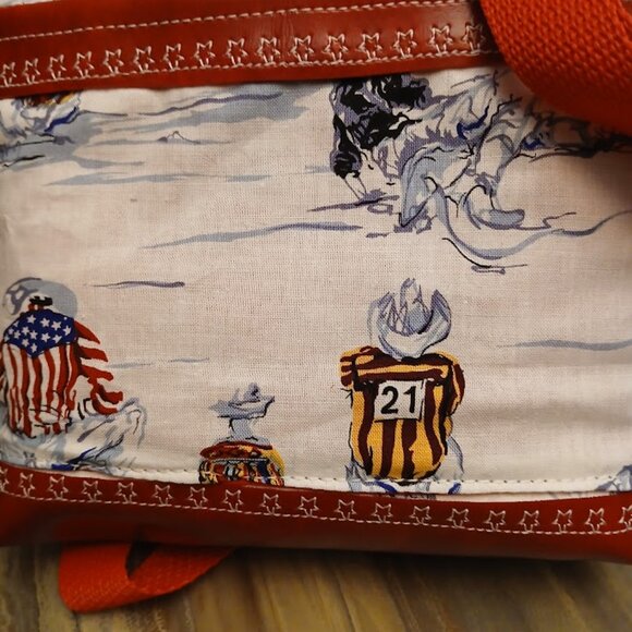 New Travel Sling Crossbody Western Cowboy Rodeo Faux Leather trim Red white blue - Picture 4 of 11